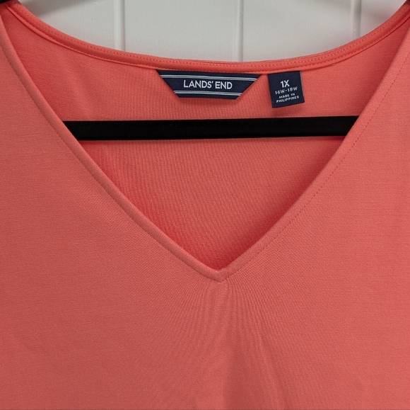 Lands' End Coral V-Neck Midi Dress - Picture 2 of 6